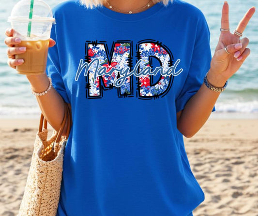 MD Maryland Floral Tee