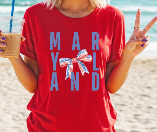 Maryland Patriotic Bow T-Shirt