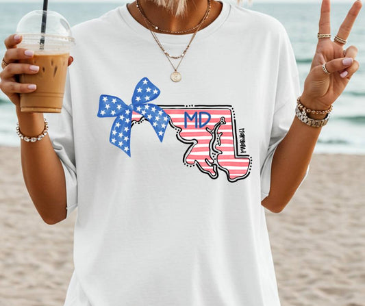 Maryland State Tee with USA Bow